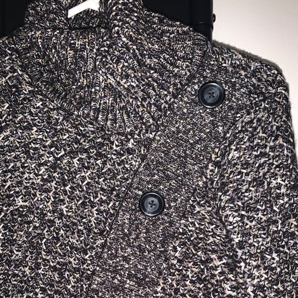 Knit Asymmetrical Button Up Turtleneck Sweater - Picture 5 of 6